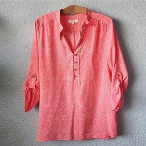 Britt Ryan 100% silk 1/2 button tunic blouse